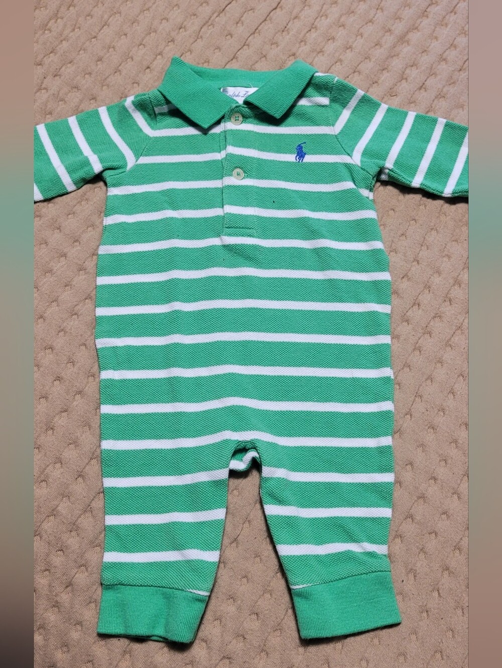 Ralph Lauren Green & White Striped Polo One-Piece